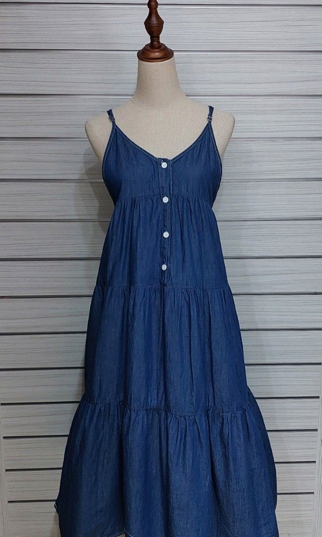 Spaghetti Strap Denim Dress, Women's Fashion, Dresses & Sets, Dresses