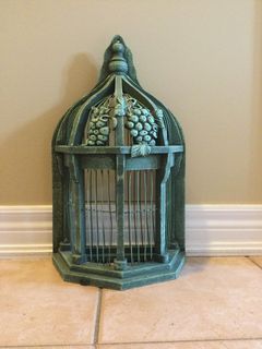 Vintage Wooden Decorative Semi-Circle Birdcage. Rare. 10-1/2in W - 6inD - 17 1/2 H
