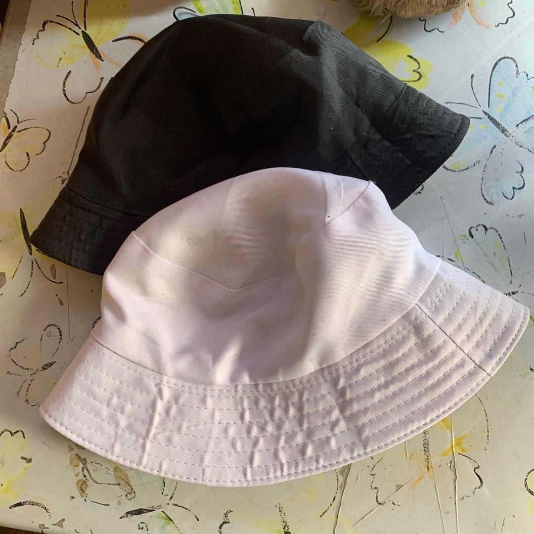 White & Black bucket hat reversible corduroy brown and yellow, Women's