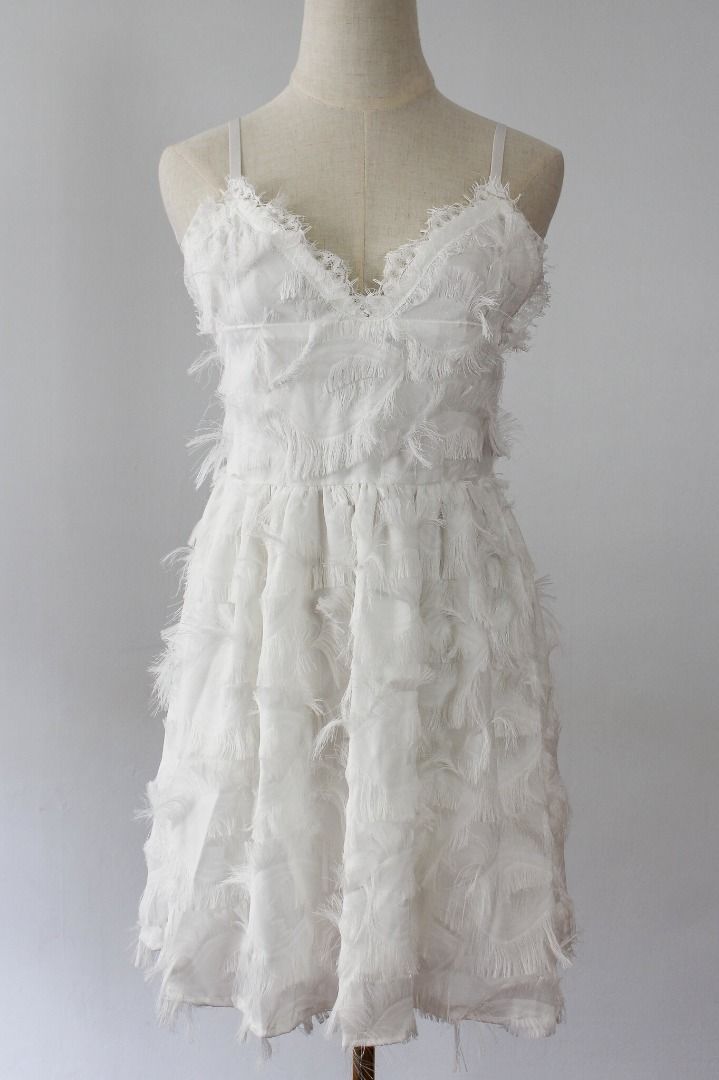 V-neck Baby Doll Dress in White