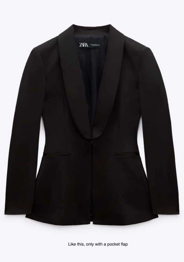 Zara Black Satin Lapel Collar Tuxedo Blazer Women s Fashion Tops Others Tops on Carousell