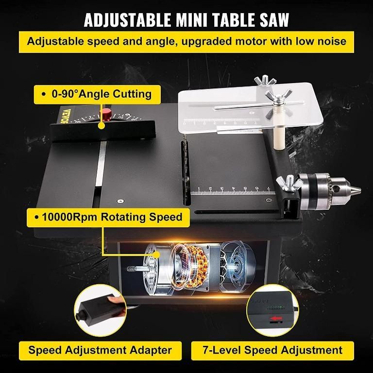 2905) VEVOR Mini Table Saw, 96W Hobby Table Saw for Woodworking, 0-90 Angle  Cutting Portable DIY Saw, 7-Level Speed Adjustable Multifunctional Table  Saws, 1.3in Cutting Depth (Cutting/Polishing Set), Furniture  Home Living,