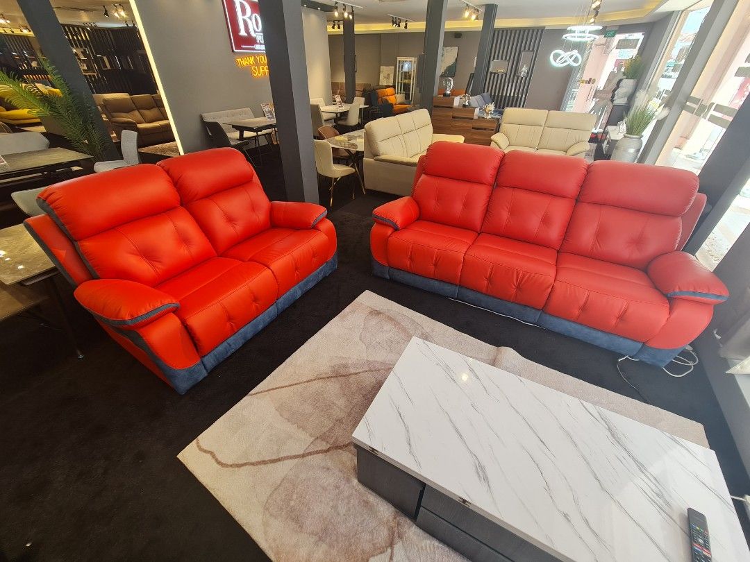 3+2 Half Leather Sofa, Furniture & Home Living, Furniture, Sofas on