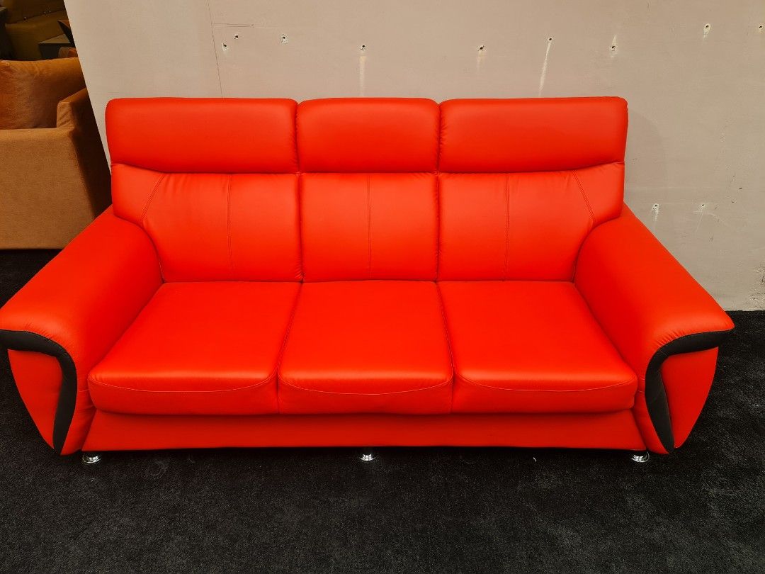 3 seater Half Leather Sofa, Furniture & Home Living, Furniture, Sofas