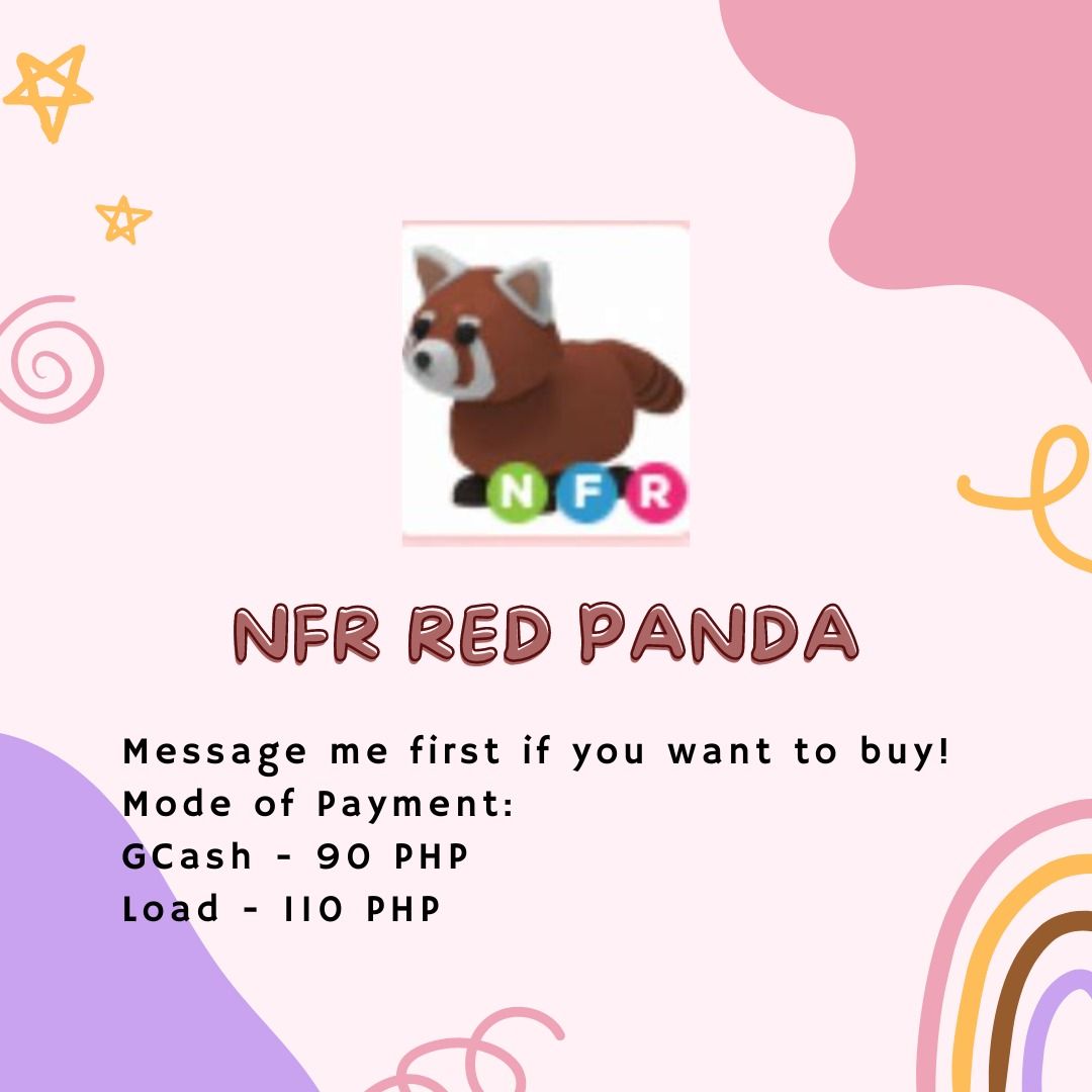 ADOPT ME NFR RED PANDA (NEON FLY RIDE), Video Gaming, Video Games