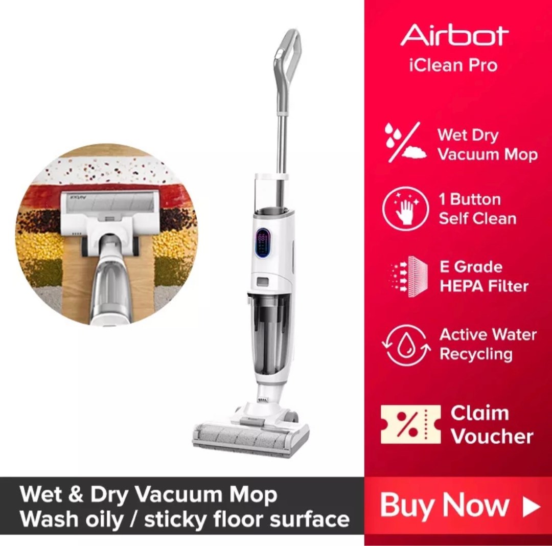 Airbot iClean Pro Wet/Dry Cordless Vacuum cleaner Hepa Filter Mop Stick