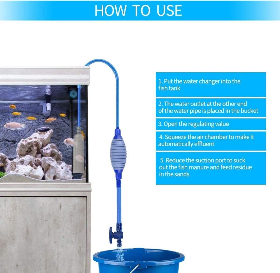 Aquarium Water Change Siphon Pump Gravel Cleaner, Pet Supplies, Homes