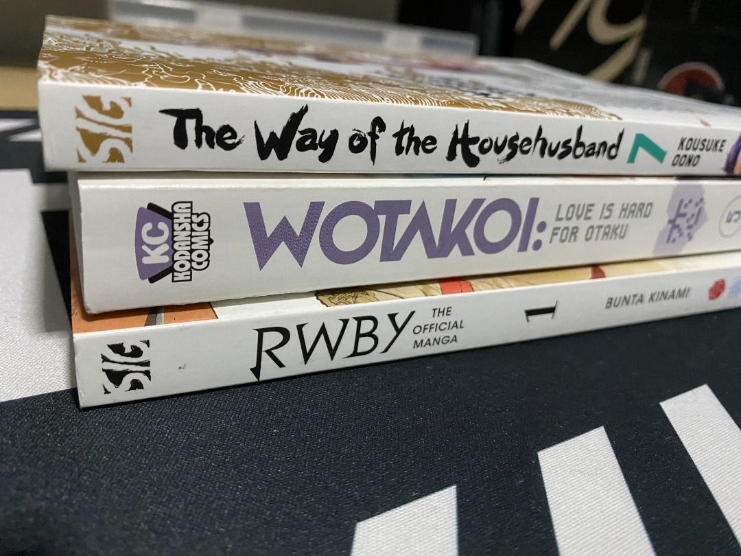 Assorted Manga (Wotakoi, Househusband, RWBY) (Category: Comics & Manga) located in Pasig City. Submitted by maengune (Listing ID 1195159535, Image 2). Description: Hello! I'm selling extra copies of the following: The Way of the Househusband Vol. 7 (Mint) - P600 and Wotakoi Vol.5 (Mint) - P900 RWBY Vol 1. (Bunta Kinami - P700 RFS: Extra copies. Realized too late after opening the plastic cover. .