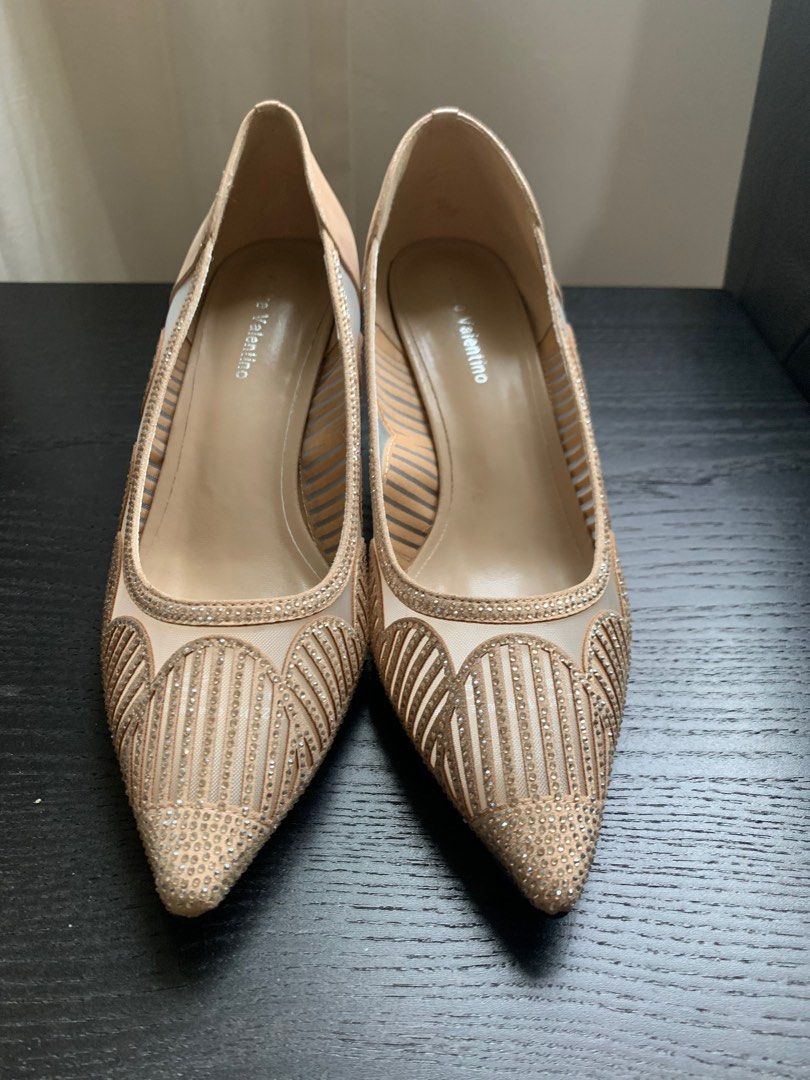 Beige Gold Colour Evening Bling Shoes Women s Fashion Footwear