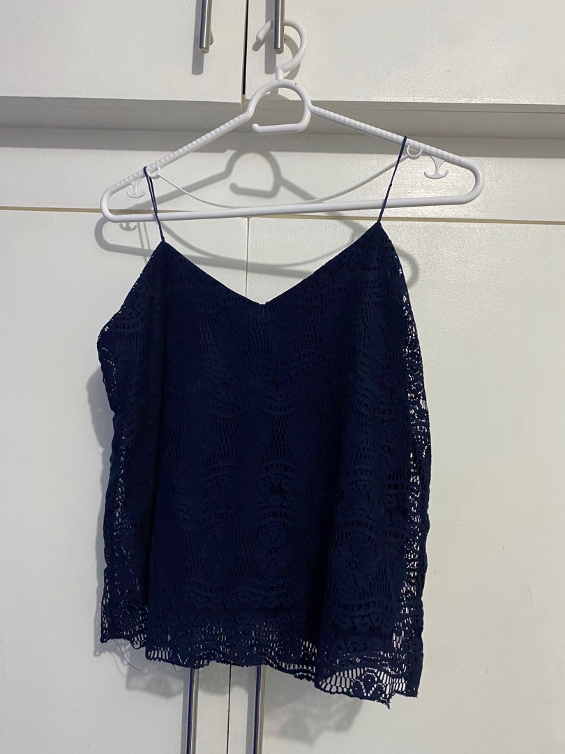 BLUE LACE CAMI TOP, Women's Fashion, Tops, Blouses on Carousell