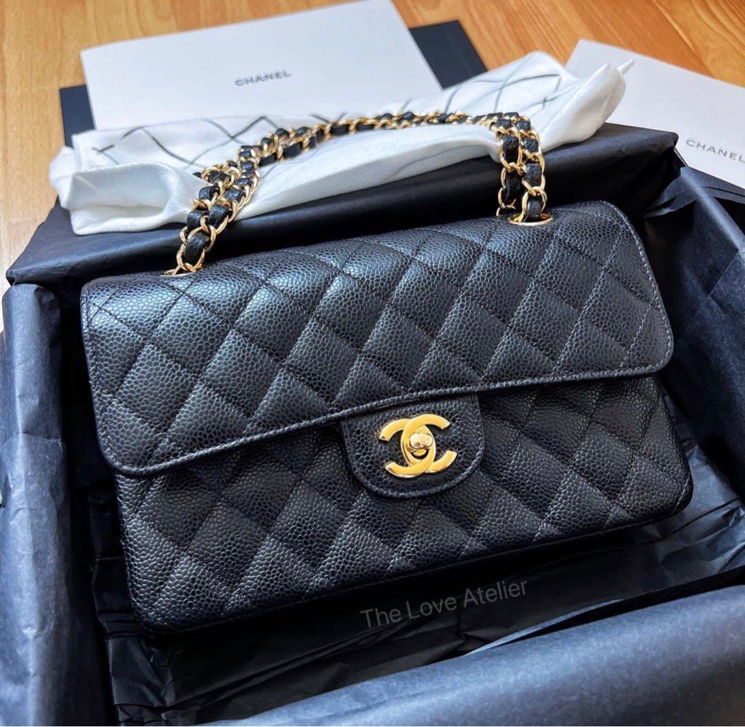 Chanel Black Quilted Caviar Small Classic Double Flap Bag Silver Hardware   Madison Avenue Couture