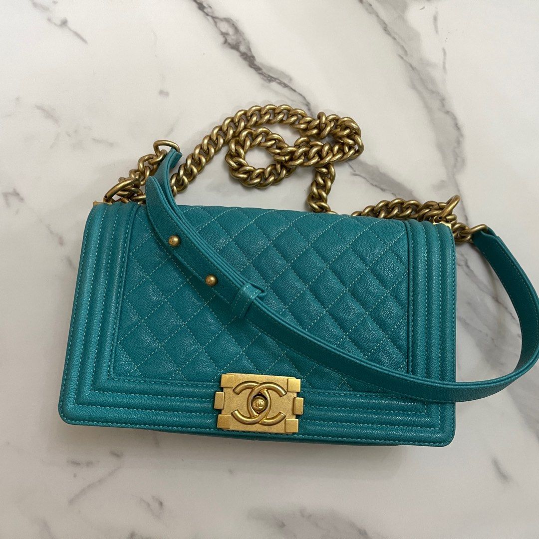 Chanel Medium Boy Bag in Turquoise Color