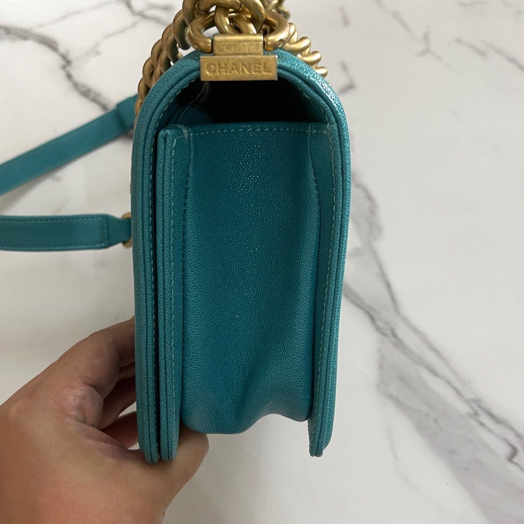 Chanel turquoise cheap boy bag