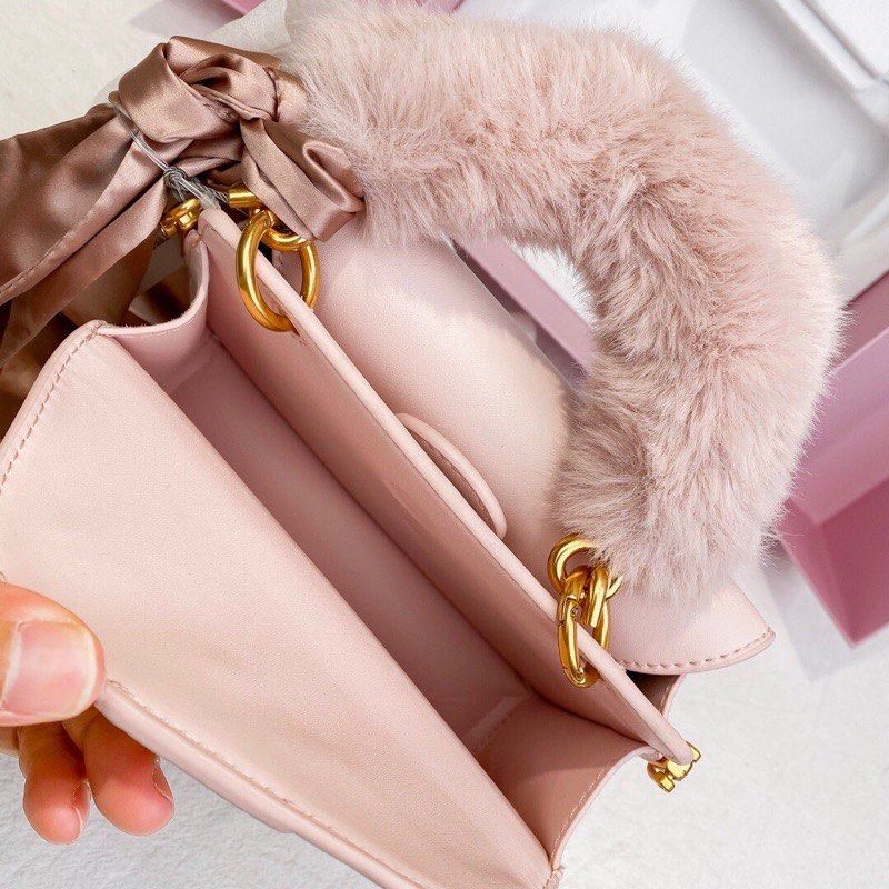 Charles and keith Pink fur bag
