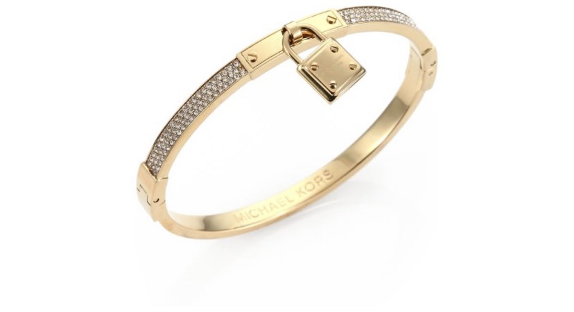 Michael Kors Pav Crystal Accented Padlock Bracelet Silver | Mysite