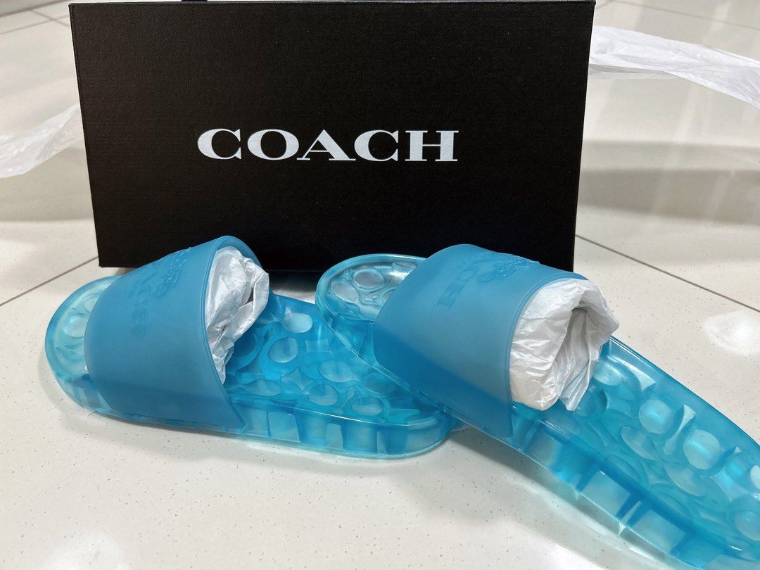 Coach Ulyssa Rubber Slides in Bright Marine, Women's Fashion, Footwear