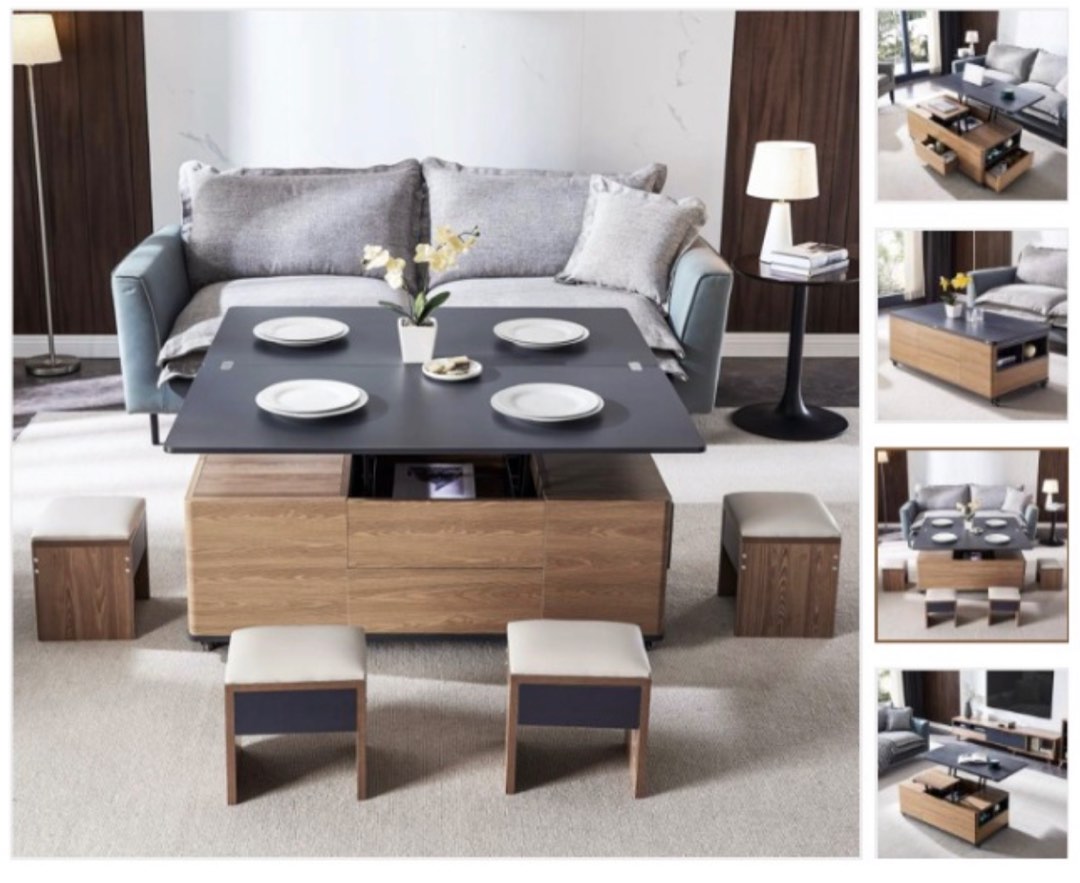 [AQUIMIA Italian Brand] Coffee Table with 4 small chairs (Adjustable