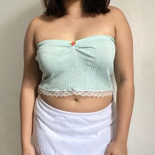 Dainty coquette blue tube top