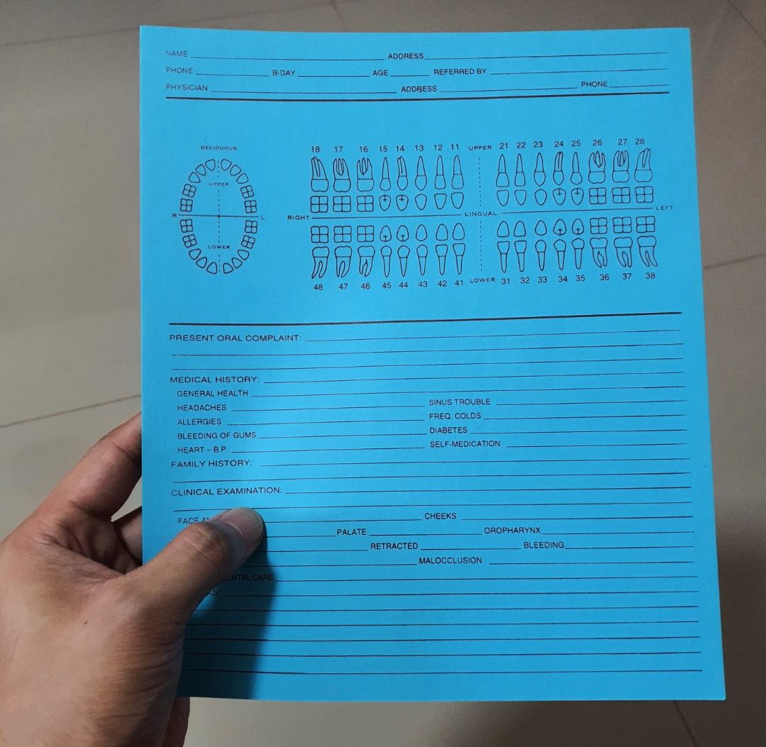 Dental Patient Record Card Light Blue (PHP 5 per sheet), Health