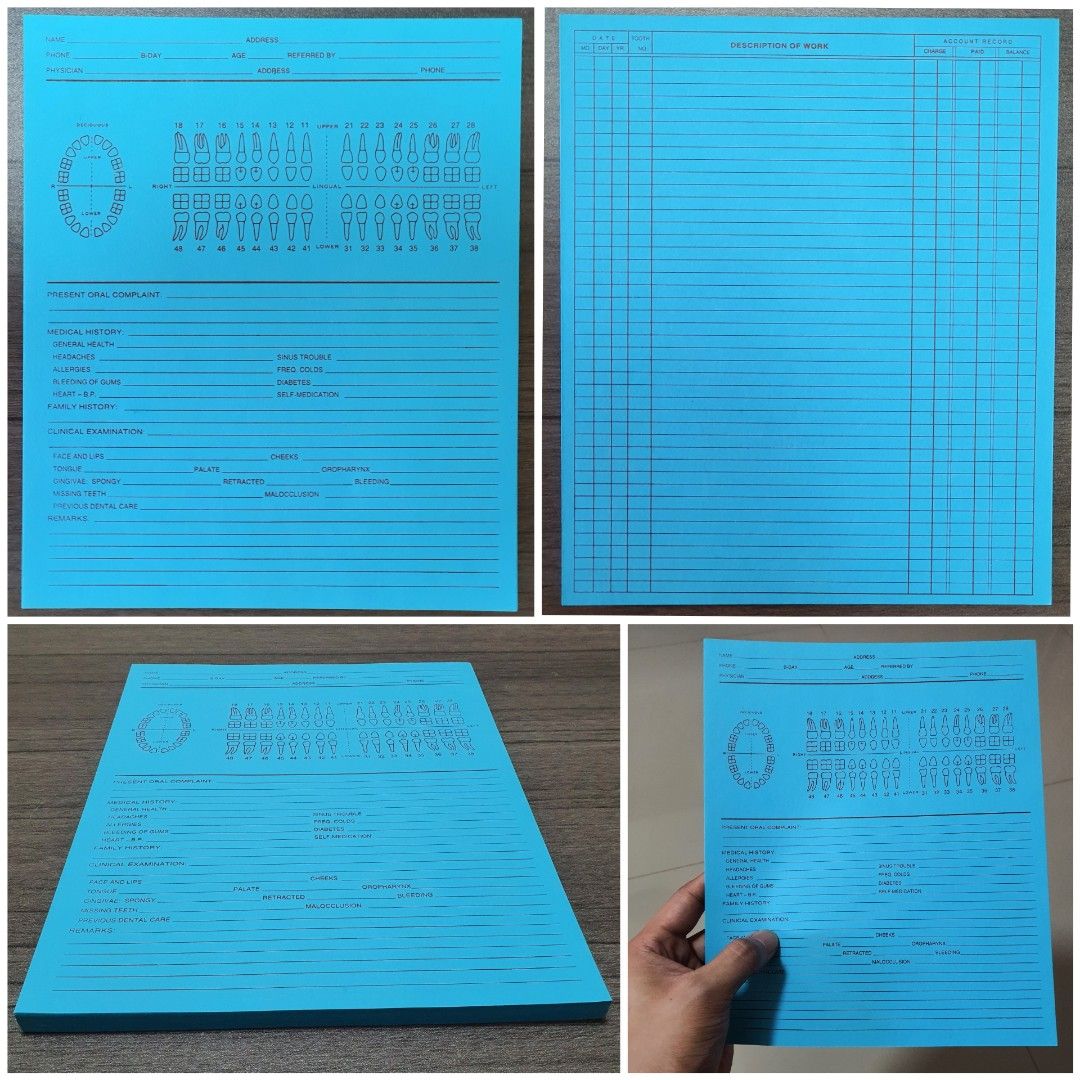 Dental Patient Record Card Light Blue (PHP 5 per sheet), Health