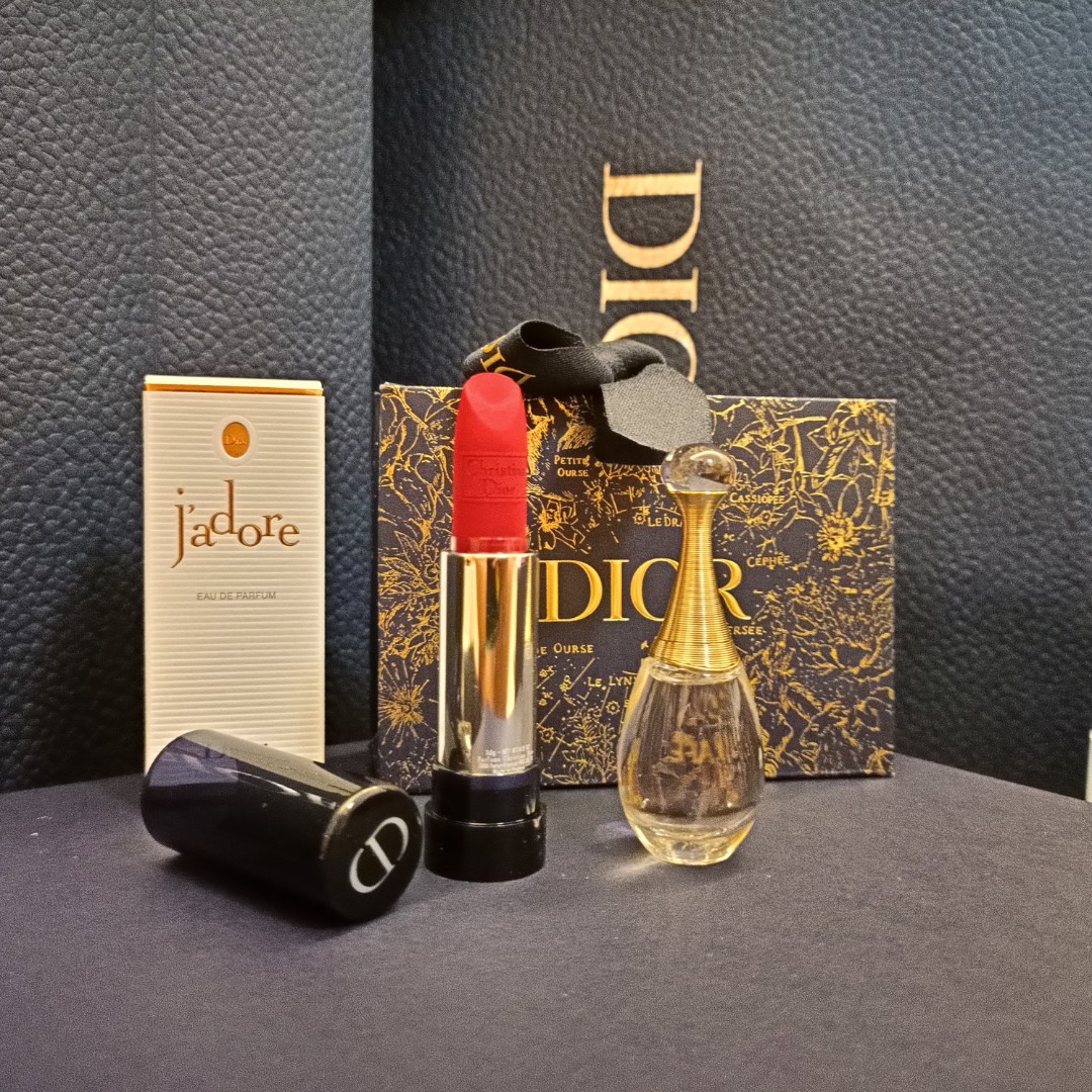 NIB Dior Travel Set J'adore Parfume, Rouge Lipstick 999 Prestige Advanced  Serum