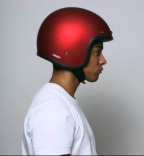 DMD Vintage Classic Half Open Face Helmet Size Medium lightweight Red Metallic Motorcycle Scooter