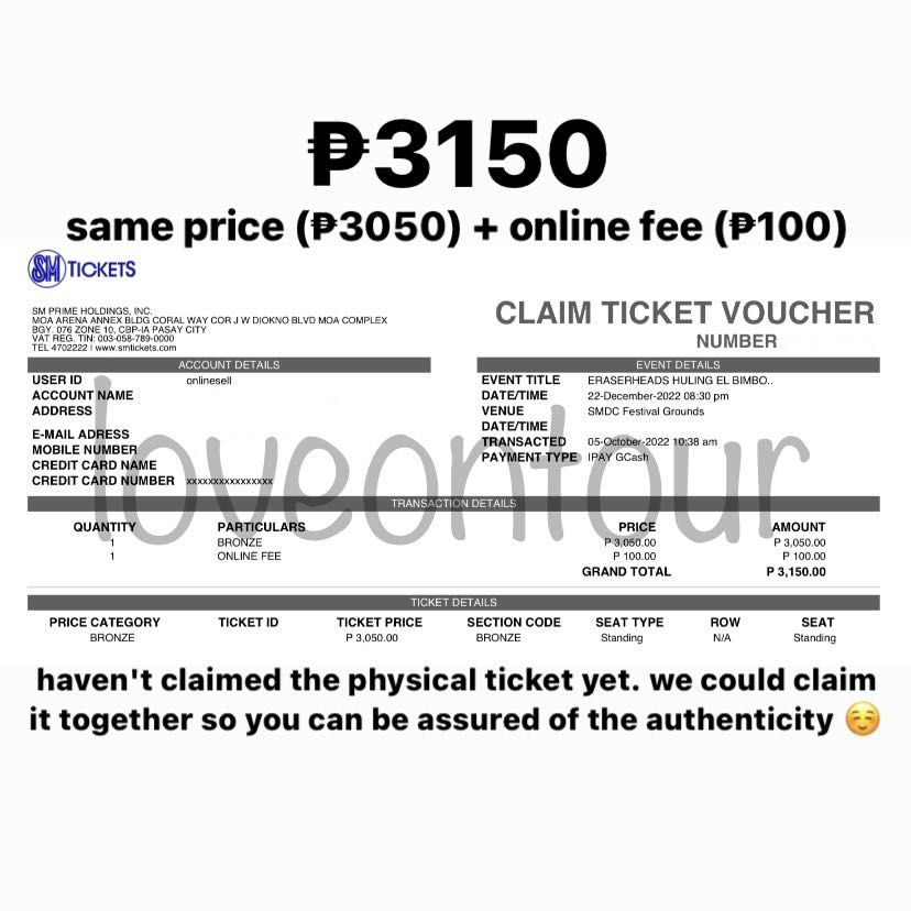 Eraserheads Ang Huling El Bimbo BRONZE ticket, Tickets & Vouchers