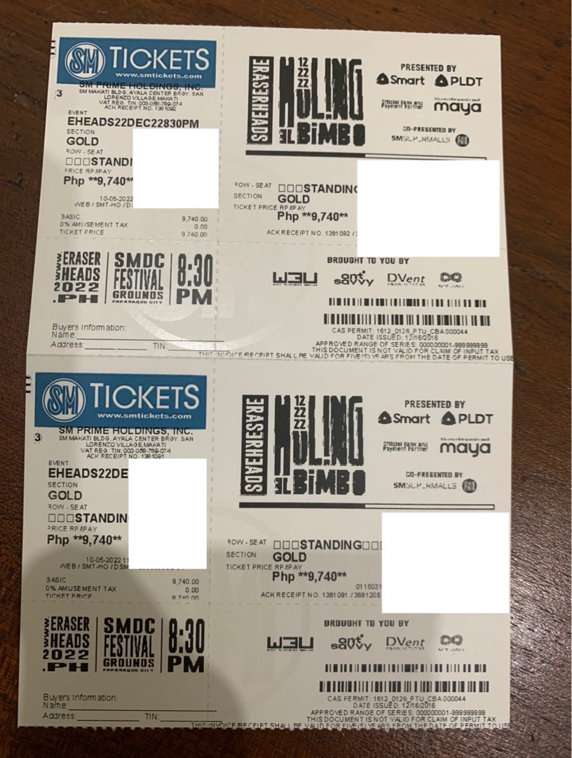 Eraserheads Huling El Bimbo Gold Concert 2 Tickets, Tickets & Vouchers