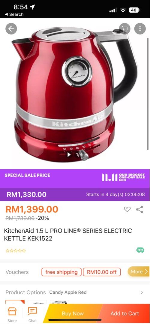 Faulty' KitchenAid Pro Line Kettle Candy Red, TV & Home ...