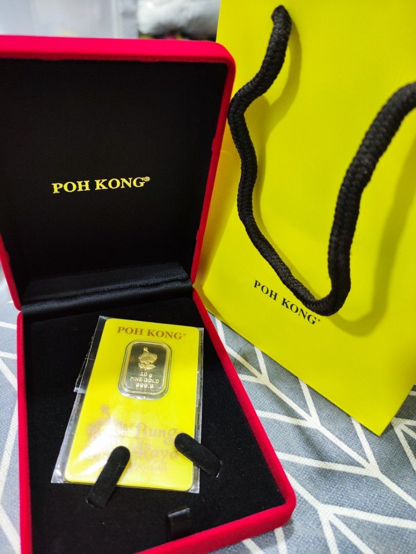 Gold Bar 24k Bunga Raya 10g poh kong, Luxury, Accessories on Carousell