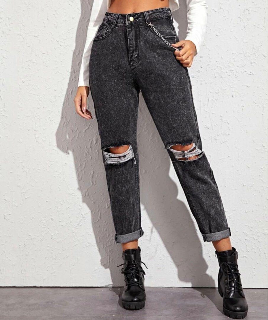 grey high waisted jeans womens