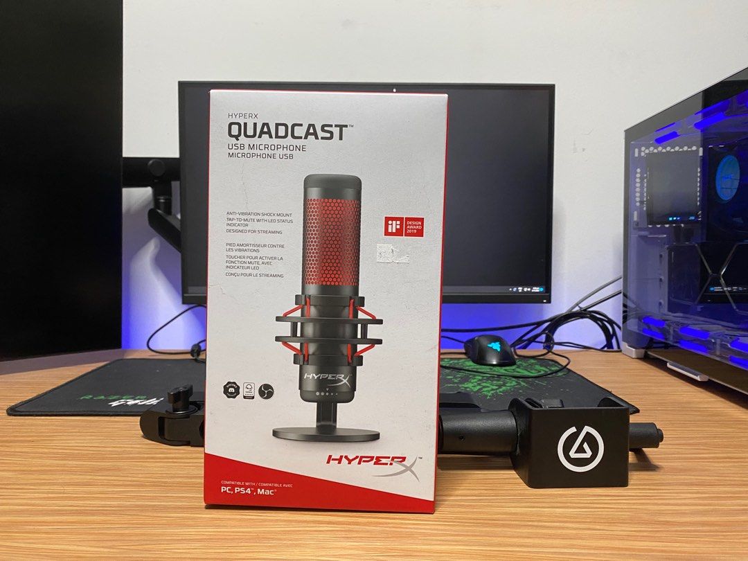 HYPERX QUADCAST W/ EL GATO WAVE MIC ARM, Audio, Microphones on Carousell