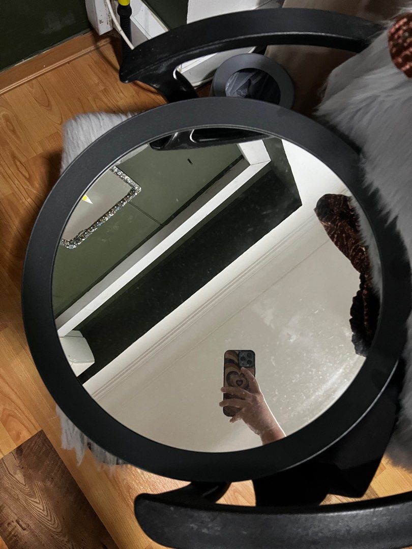 ikea black round mirror, Furniture & Home Living, Home Decor, Mirrors on Carousell