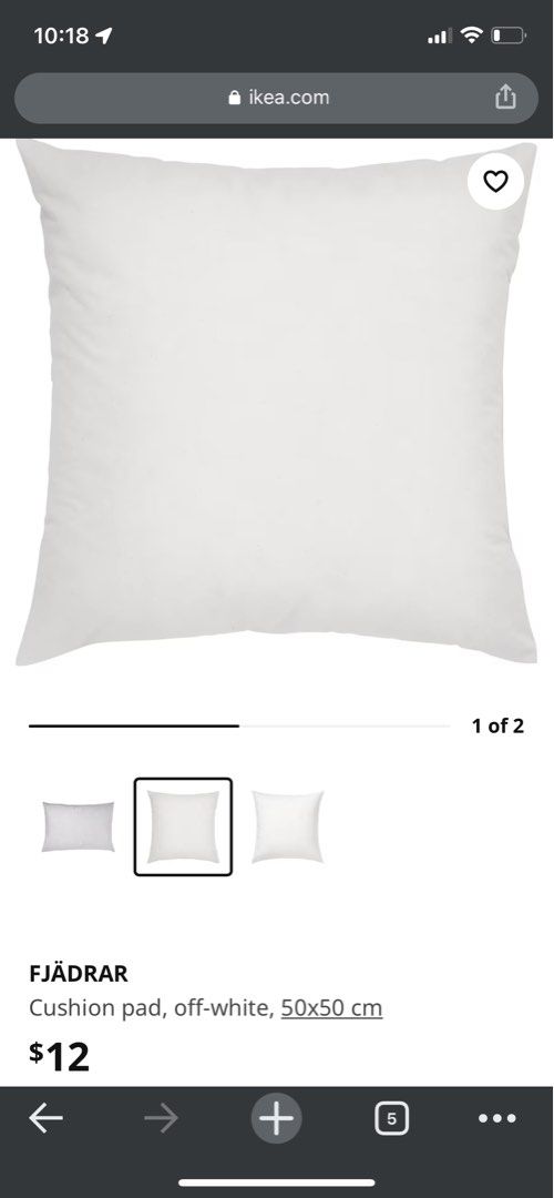 IKEA Fjadrar duck feather cushion 50x50cm, Furniture & Home Living