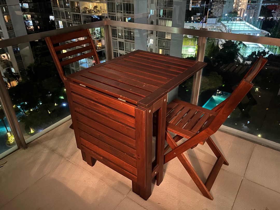 IKEA Outdoor Wooden dining table and chairs, Furniture & Home Living