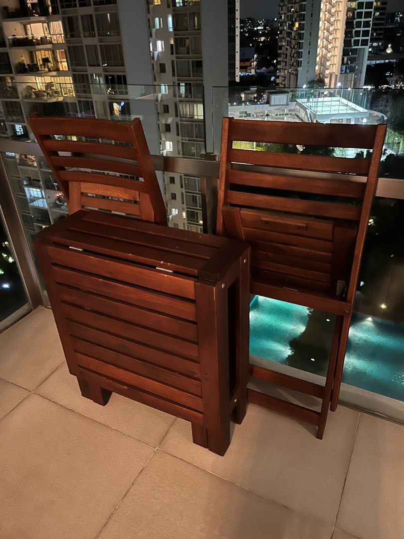 IKEA Outdoor Wooden dining table and chairs, Furniture & Home Living