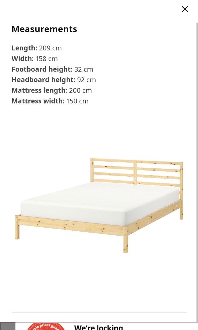 Ikea Tarva Bed Frame (queen), Furniture & Home Living, Furniture, Bed