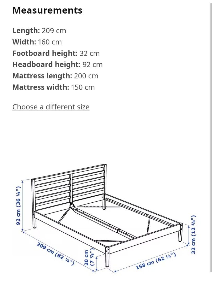 Ikea Tarva Bed Frame (queen), Furniture & Home Living, Furniture, Bed