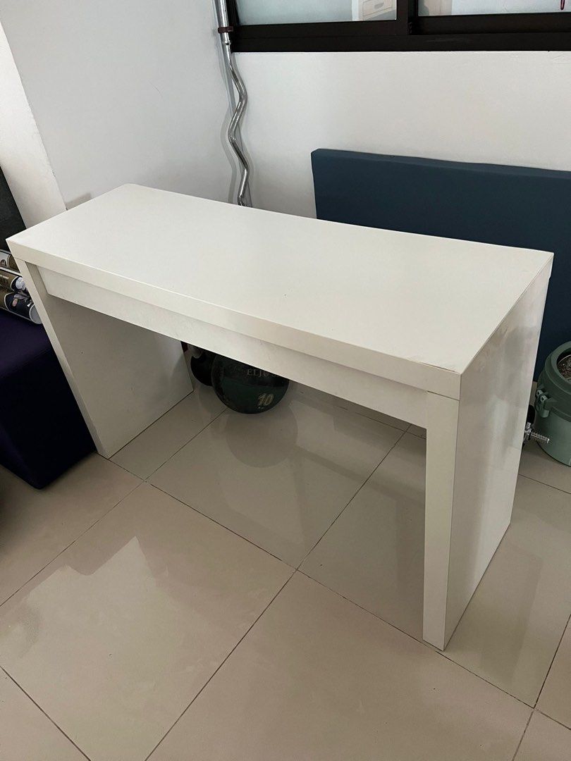 IKEA White glass top table with drawers, Furniture & Home Living
