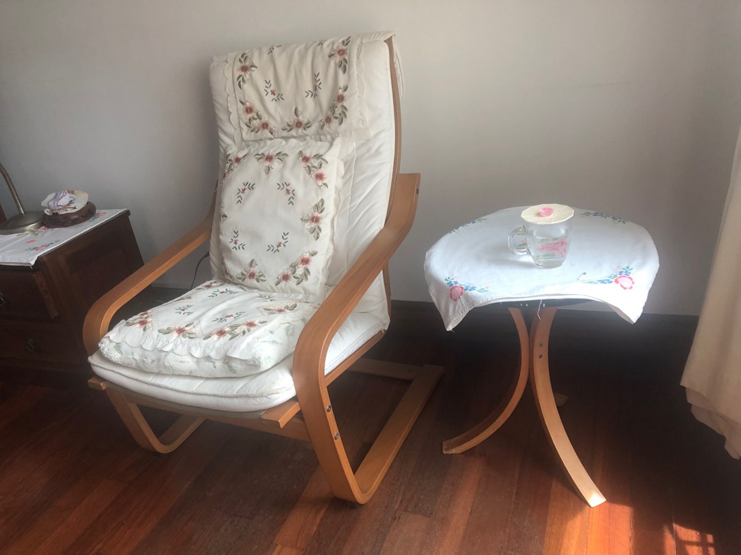 IKEA wooden arm chair, Furniture & Home Living, Furniture, Chairs on