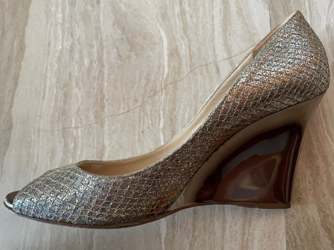 Glitter wedge heels clearance