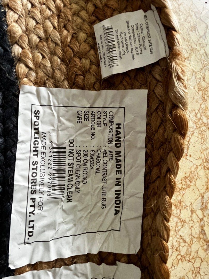 Jute Round Spotlight Carpet , Furniture & Home Living, Home Decor