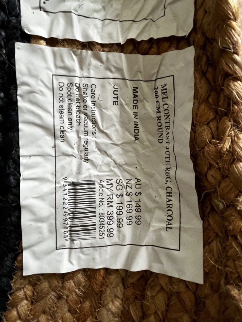 Jute Round Spotlight Carpet , Furniture & Home Living, Home Decor