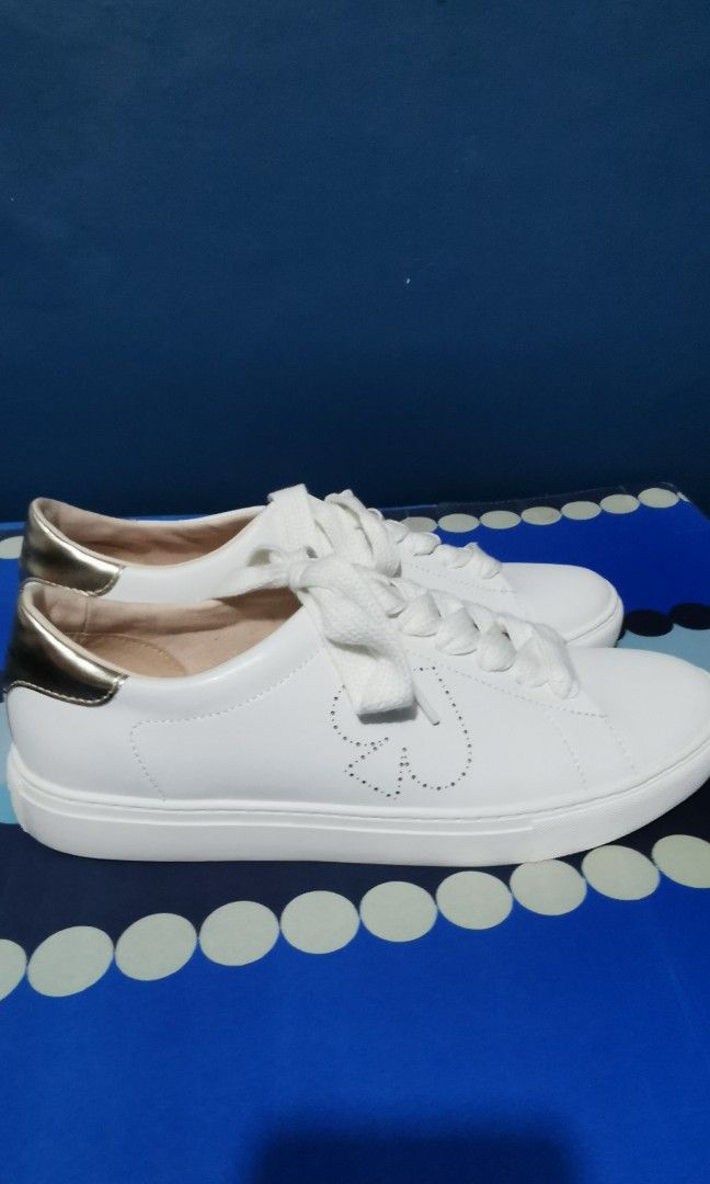 Kate Spade Angelise White Gold Leather Silhouette Sneakers, Women's  Fashion, Footwear, Sneakers on Carousell