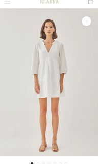 Klarra Cotton Tiered Dress in White (S)