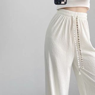 Ladies Spring High Waist Pants 阔腿裤女冰丝宽松裤子百搭潮流百褶垂感拖地裤