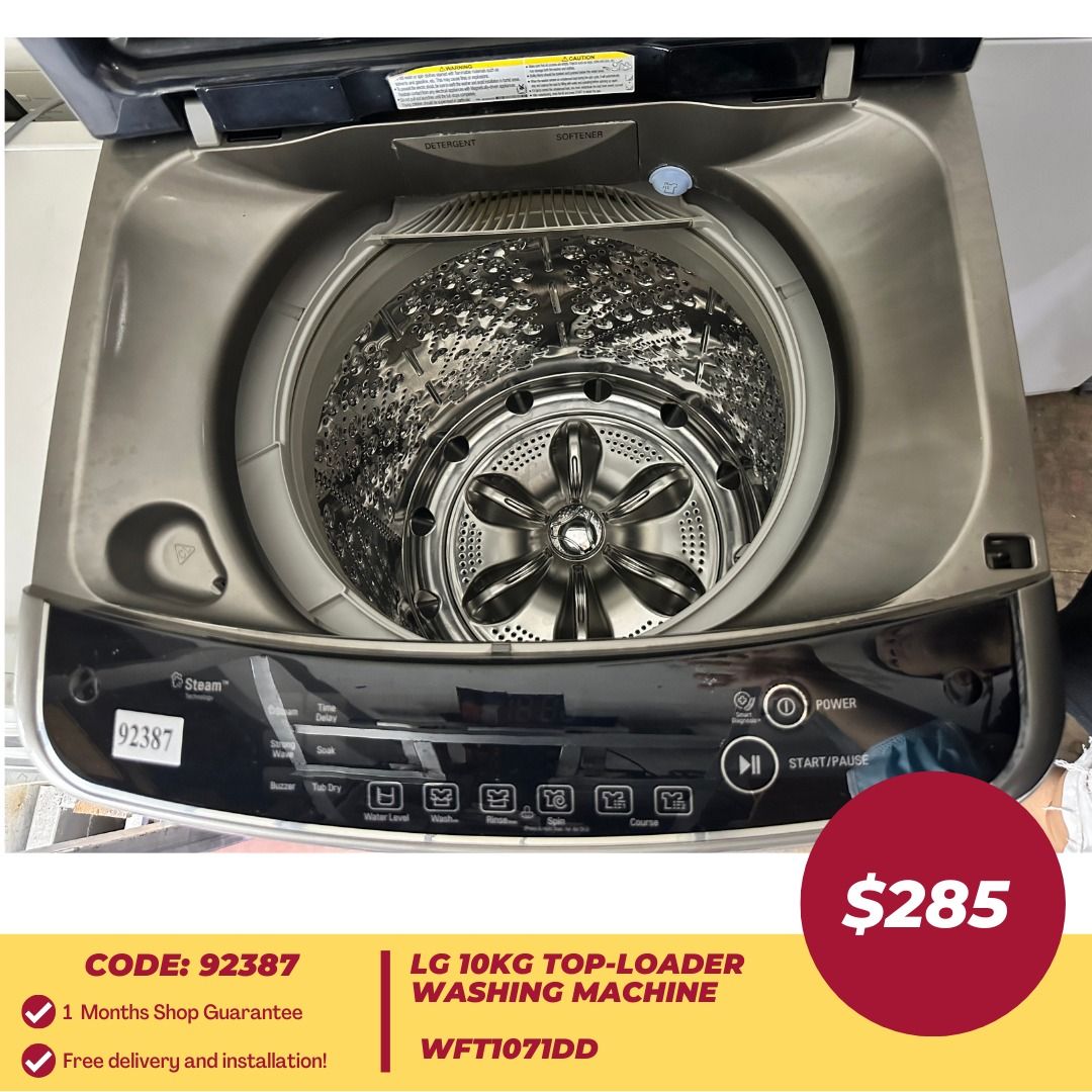 LG 10KG TopLoader Washing Machine WFT1071DD (92387), TV & Home