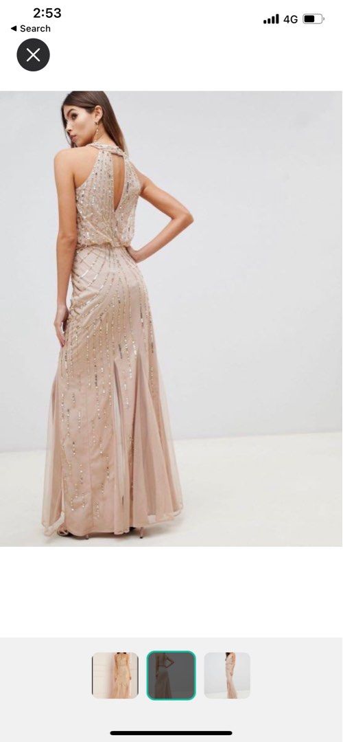 Lipsy twist neck sequin clearance maxi dress in gold