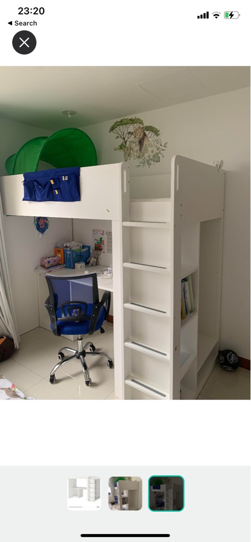 Loft bed with Desk IKEA, Furniture & Home Living, Furniture, Bed Frames