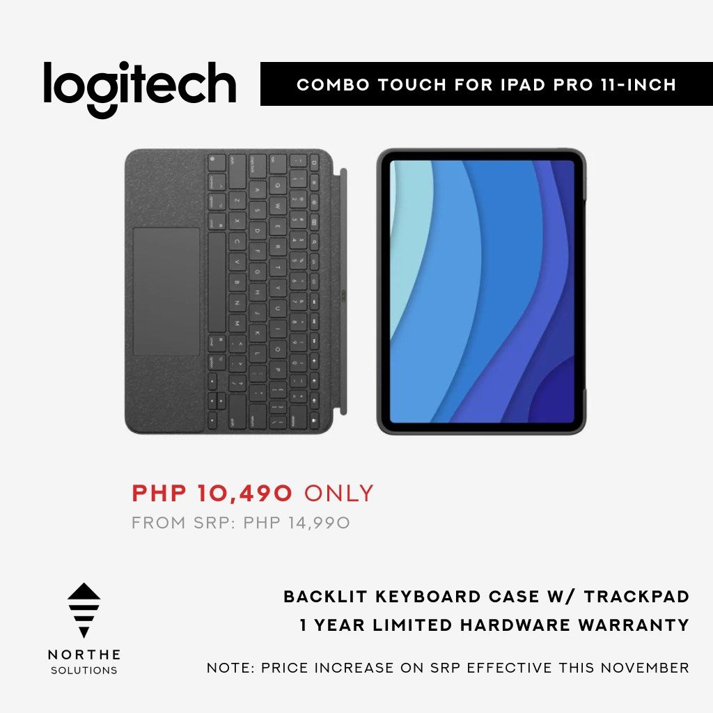 Logitech Combo Touch for iPad Pro (Category: Computer Keyboard) located in Quezon City. Submitted by danmarkarqueza (Listing ID 1195168500, Image 2). Description: Logitech Combo Touch For iPad Pro 11-inch Original Brand new 1 Year Limited Hardware warranty Check my Carousell Rating for peace of mind.